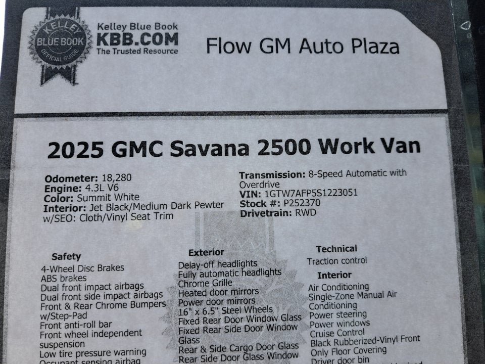 2025 GMC Savana Cargo Work Van