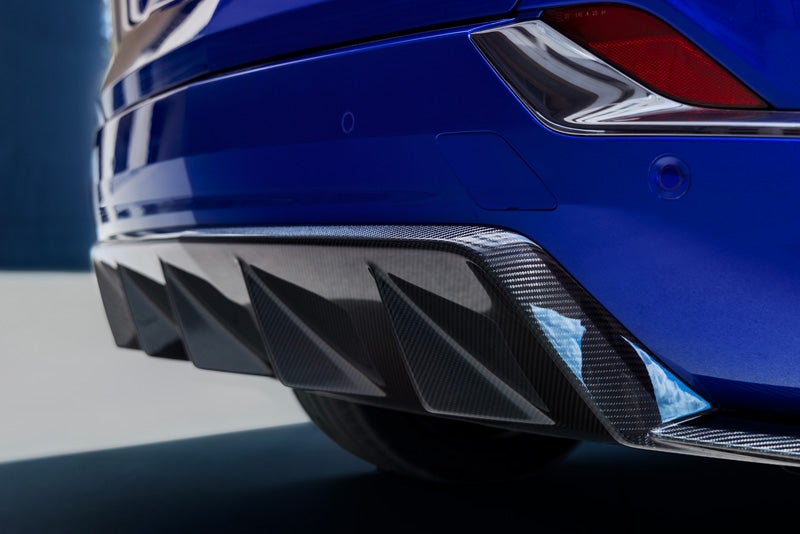 Close-up of the Genuine Carbon Fiber on the Rear End of the 2026 OPTIQ-V | Flow Cadillac of Wilmington in Wilmington NC